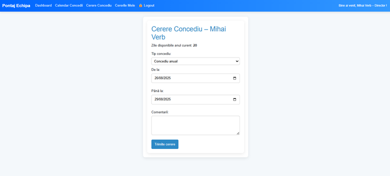 Formular cerere concediu