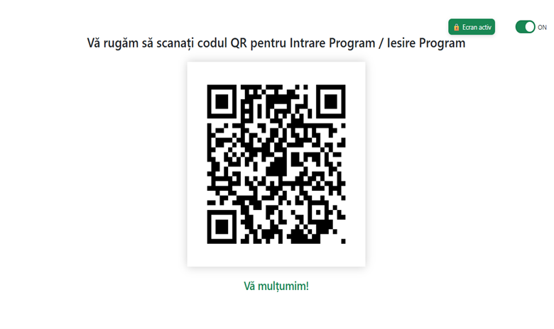 Ecran QR Pontaj